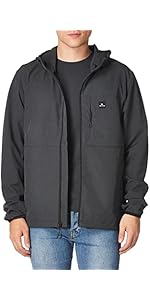 ジャケット・アウター Water repellent stretch rip pull breaker Rip Curl Men's Anti Series Collection Zip Up Jacket, Black, Small